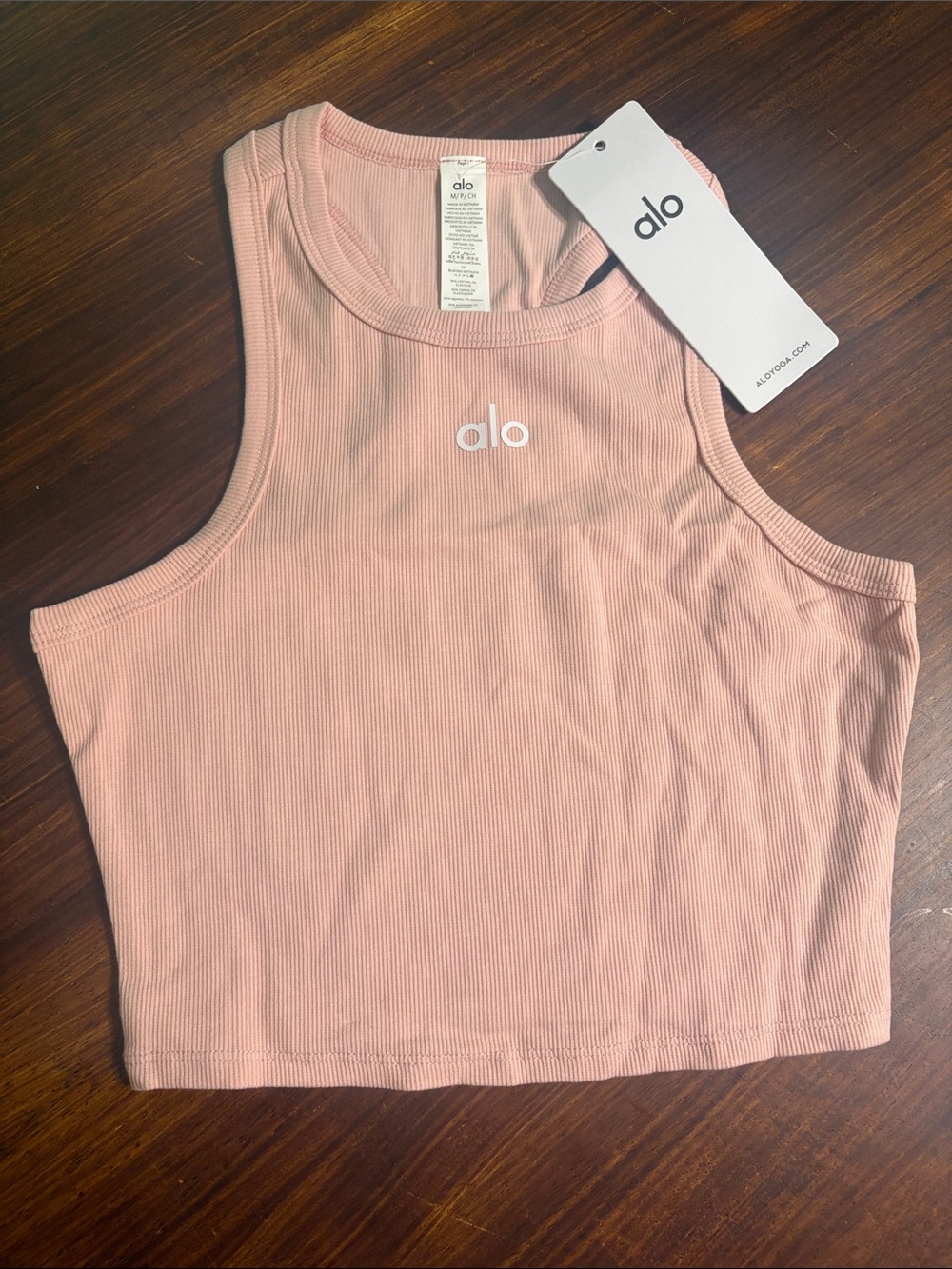 ALO Yoga Ribbed Crop Tank in Pale Pink